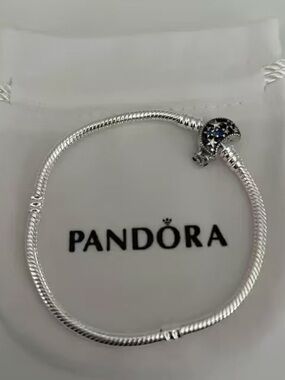 Pandora Moments Moon snake chain charm bracelet size 7.1 inches